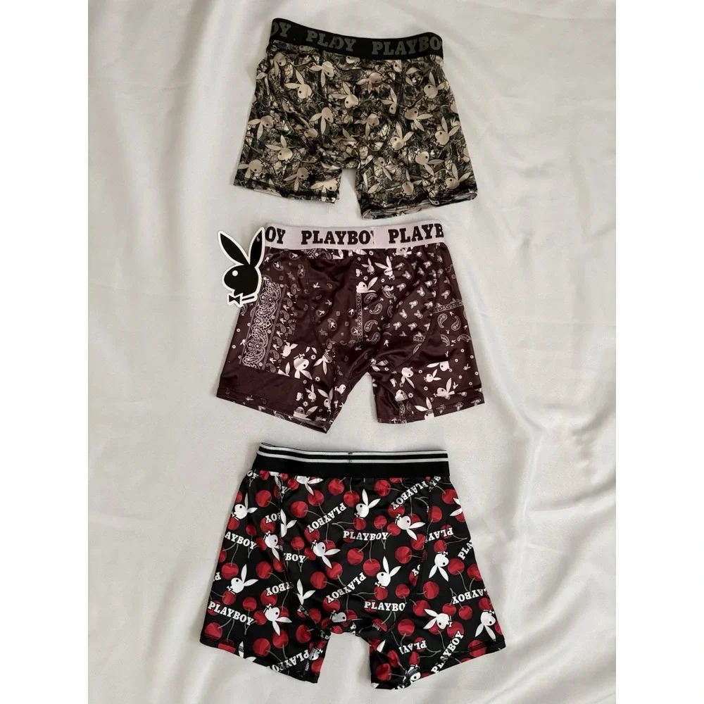 NEW PLAYBOY Boxers Playboy Boxer Briefs Men's Size Small Multicolor 3 Pair Boxer